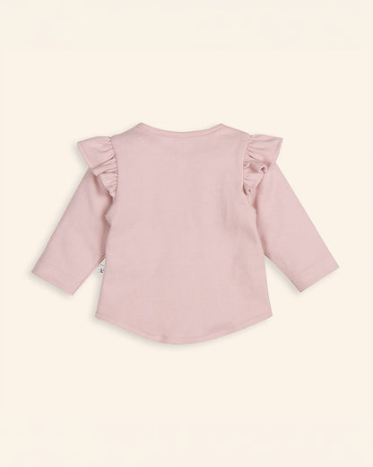 Tiny Twig Pastel Pink T-shirt-Lotus Embroidered-Organic Cotton-For Infants