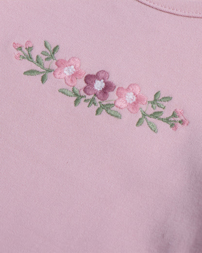Tiny Twig Pastel Pink T-shirt-Lotus Embroidered-Organic Cotton-For Infants
