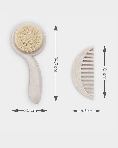 Mi Arcus Luxe Snowi Comb & Brush Set-Goat Bristles Brush & Rounded Teeth Comb-0 to 36M