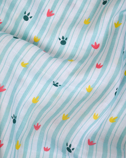 Twingle 100% Organic Muslin Swaddles-Dino Dare & Paw Strokes-Bigger than Standard Swaddles-Supports Natural Airflow-Soft Gentle Edges-White & Blue-Pack of 2-Infant Wraps