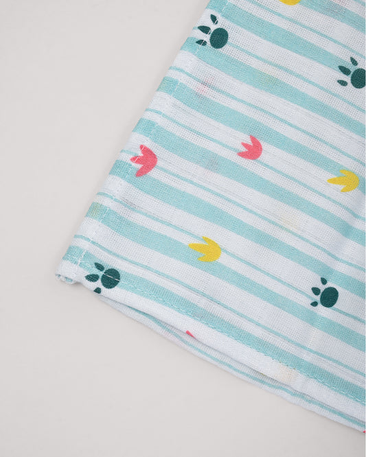 Twingle 100% Organic Muslin Swaddles-Dino Dare & Paw Strokes-Bigger than Standard Swaddles-Supports Natural Airflow-Soft Gentle Edges-White & Blue-Pack of 2-Infant Wraps