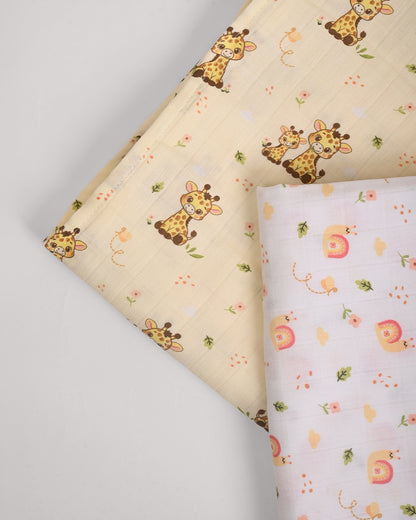 Twingle 100% Organic Muslin Swaddles-Giffy Garden & Snail Trail-Bigger than Standard Swaddles-Supports Natural Airflow-Soft Gentle Edges-White & Cream-Pack of 2-Infant Wraps