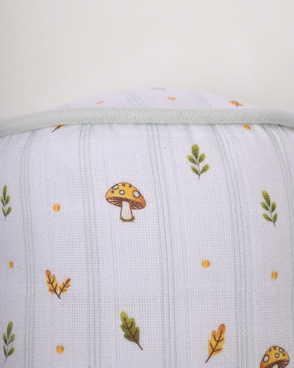 Twingle 100% Organic Muslin Baby Pillow & Bolsters-Fawnie Friends & Leafy Mush-High Twist Yarn for Lasting Softness-Eco Certified Genesta Inks for Skin-Safe Prints-White & Blue-Pack of 3-For Infants