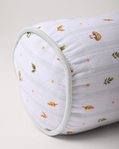 Twingle 100% Organic Muslin Baby Pillow & Bolsters-Fawnie Friends & Leafy Mush-High Twist Yarn for Lasting Softness-Eco Certified Genesta Inks for Skin-Safe Prints-White & Blue-Pack of 3-For Infants