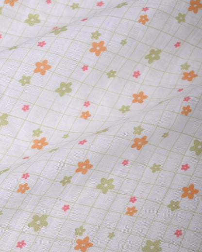 Twingle 100% Organic Muslin Fitted Cot Bedsheet-Picnic Checks-Generously Sized-Secured All-Round Elastic for Snug Fit-Softens with each Wash-White-Pack of 1-For Infants