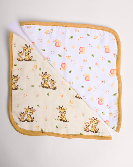 Twingle 100% Organic Muslin Wash Cloths-Soft Terry on the Back for maximum Absorbency-Built In Loop for Everyday Convenience-Giffy Garden & Snail Trail Print-Pack of 2-For Infants