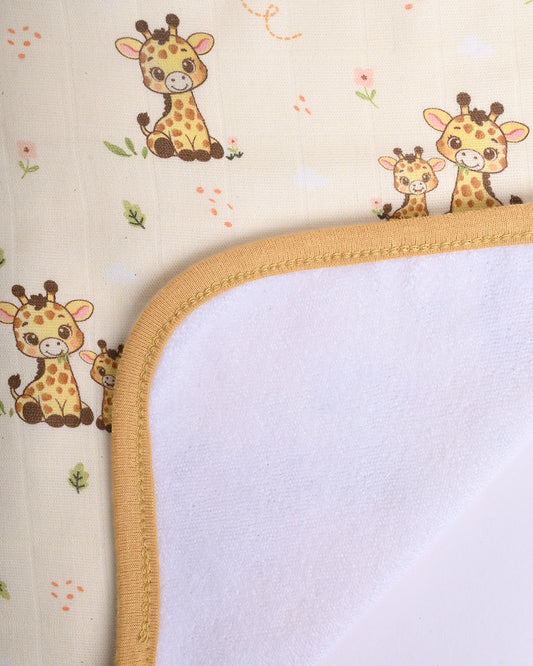 Twingle 100% Organic Muslin Wash Cloths-Soft Terry on the Back for maximum Absorbency-Built In Loop for Everyday Convenience-Giffy Garden & Snail Trail Print-Pack of 2-For Infants