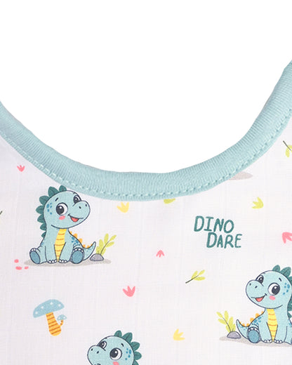 Twingle 100% Organic Muslin Bib-Soft Terry on the Back for maximum Absorbency-Trusted YKK Snaps-Dino Dare & Paw Strokes Print-Pack of 2-For Infants