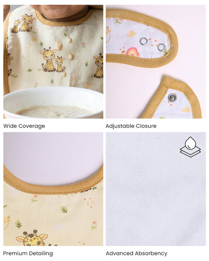 Twingle 100% Organic Muslin Bib-Soft Terry on the Back for maximum Absorbency-Trusted YKK Snaps-Giffy Garden & Snail Trail Print-Pack of 2-For Infants