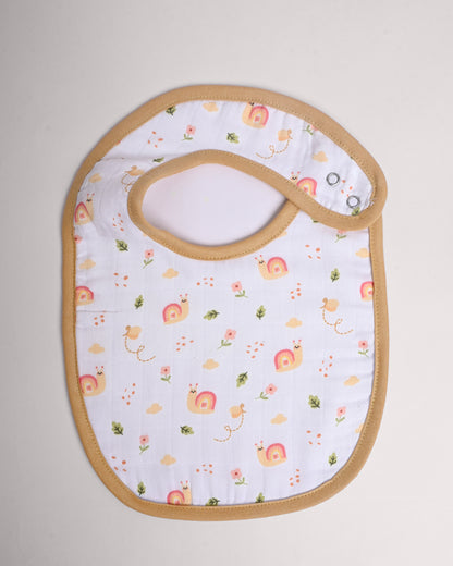 Twingle 100% Organic Muslin Bib-Soft Terry on the Back for maximum Absorbency-Trusted YKK Snaps-Giffy Garden & Snail Trail Print-Pack of 2-For Infants