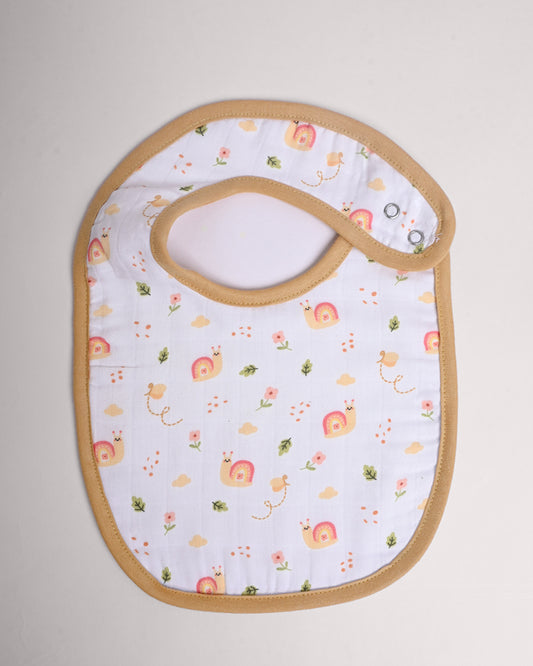 Twingle 100% Organic Muslin Bib-Soft Terry on the Back for maximum Absorbency-Trusted YKK Snaps-Giffy Garden & Snail Trail Print-Pack of 2-For Infants