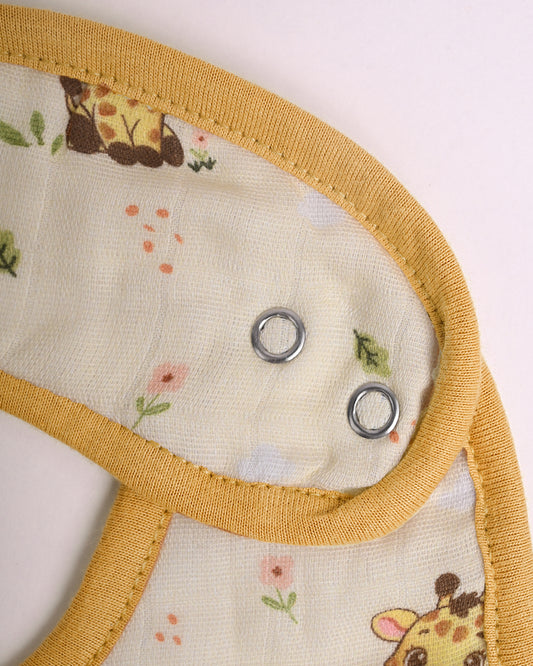 Twingle 100% Organic Muslin Bib-Soft Terry on the Back for maximum Absorbency-Trusted YKK Snaps-Giffy Garden & Snail Trail Print-Pack of 2-For Infants