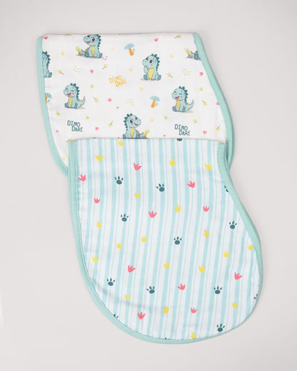 Twingle 100% Organic Muslin Burp Cloth-Converts to Bib-Trusted YKK Snap-Dino Dare & Paw Strokes Print-Pack of 2-For Infants