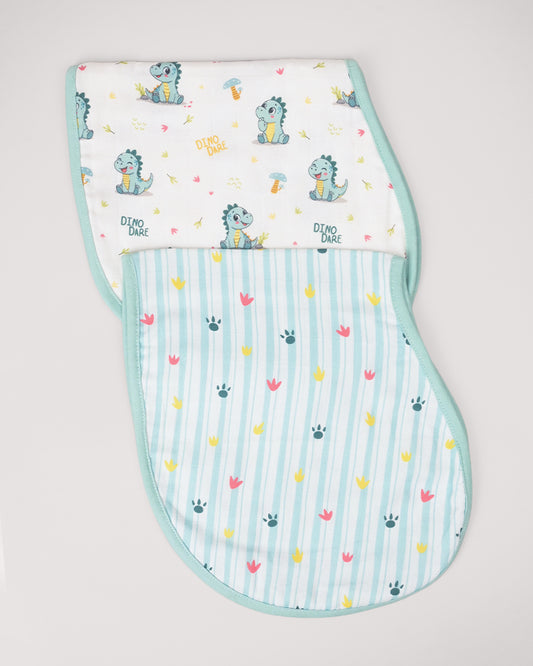 Twingle 100% Organic Muslin Burp Cloth-Converts to Bib-Trusted YKK Snap-Dino Dare & Paw Strokes Print-Pack of 2-For Infants