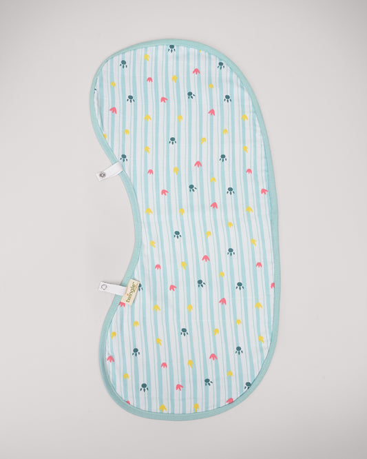 Twingle 100% Organic Muslin Burp Cloth-Converts to Bib-Trusted YKK Snap-Dino Dare & Paw Strokes Print-Pack of 2-For Infants