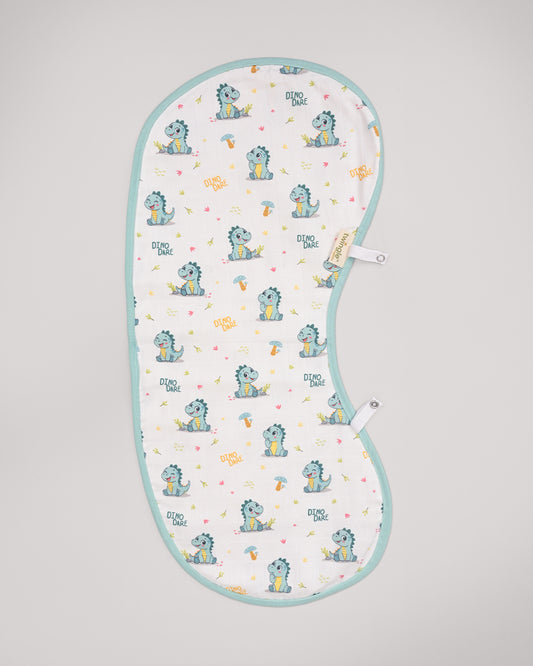 Twingle 100% Organic Muslin Burp Cloth-Converts to Bib-Trusted YKK Snap-Dino Dare & Paw Strokes Print-Pack of 2-For Infants