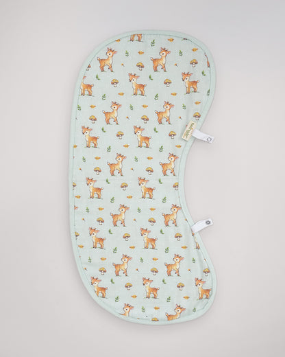 Twingle 100% Organic Muslin Burp Cloth-Converts to Bib-Trusted YKK Snap-Fawnie Friends & Leafy Mush Print-Pack of 2-For Infants