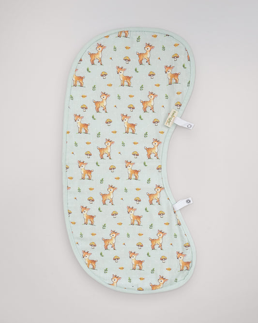 Twingle 100% Organic Muslin Burp Cloth-Converts to Bib-Trusted YKK Snap-Fawnie Friends & Leafy Mush Print-Pack of 2-For Infants