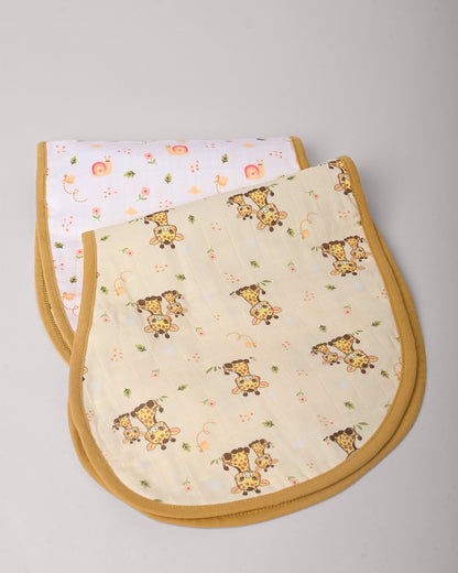 Twingle 100% Organic Muslin Burp Cloth-Converts to Bib-Trusted YKK Snap-Giffy Garden & Snail Trail Print-Pack of 2-For Infants