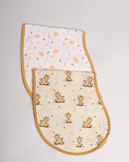 Twingle 100% Organic Muslin Burp Cloth-Converts to Bib-Trusted YKK Snap-Giffy Garden & Snail Trail Print-Pack of 2-For Infants