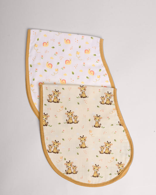 Twingle 100% Organic Muslin Burp Cloth-Converts to Bib-Trusted YKK Snap-Giffy Garden & Snail Trail Print-Pack of 2-For Infants