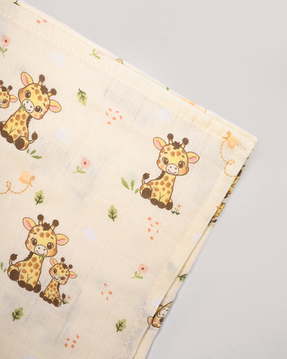 Twingle 100% Organic Muslin Wipes cum Wash Cloth-Naturally Softens With Each Wash-Quick Dry Fabric-Giffy-Snail-Sweet & Picnic Print-Pack of 4-For Infants