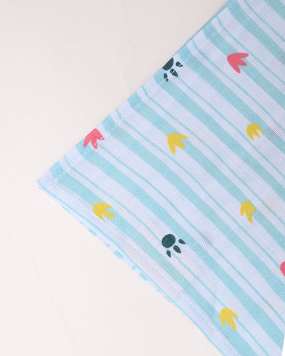 Twingle 100% Organic Muslin Wipes cum Wash Cloth-Naturally Softens With Each Wash-Quick Dry Fabric-Fawnie-Leafy-Dino & Paw Print-Pack of 4-For Infants