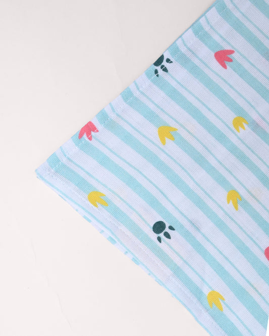 Twingle 100% Organic Muslin Wipes cum Wash Cloth-Naturally Softens With Each Wash-Quick Dry Fabric-Fawnie-Leafy-Dino & Paw Print-Pack of 4-For Infants