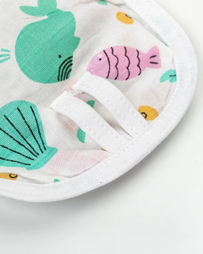 BeeLittle Sea Shell Velcro Nappy-Organic Cotton Muslin-Washable & Reusable-0 to 3M-Pack of 3