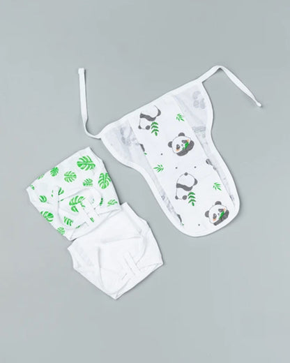BeeLittle Bamboo Buddy Velcro Nappy-Organic Cotton Muslin-Washable & Reusable-0 to 3M-Pack of 3