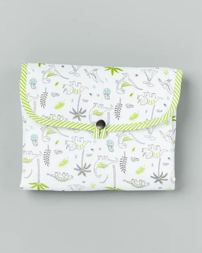 BeeLittle Diaper Changing Mat-With Built-in Pocket-Organic Cotton-Dino Coco