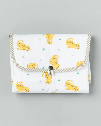 BeeLittle Diaper Changing Mat-With Built-in Pocket-Organic Cotton-Cute Cub