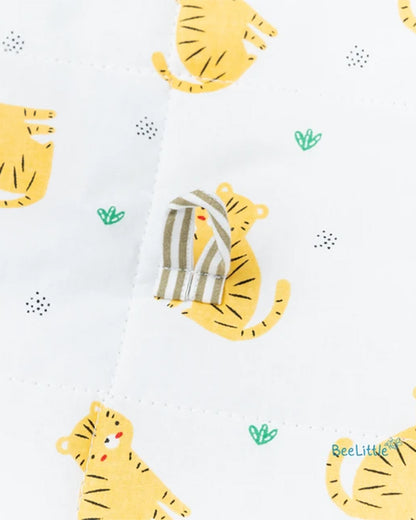 BeeLittle Diaper Changing Mat-With Built-in Pocket-Organic Cotton-Cute Cub