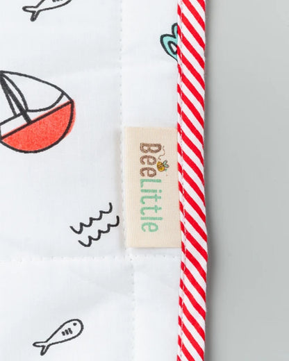 BeeLittle Diaper Changing Mat-With Built-in Pocket-Organic Cotton-Sea Splash