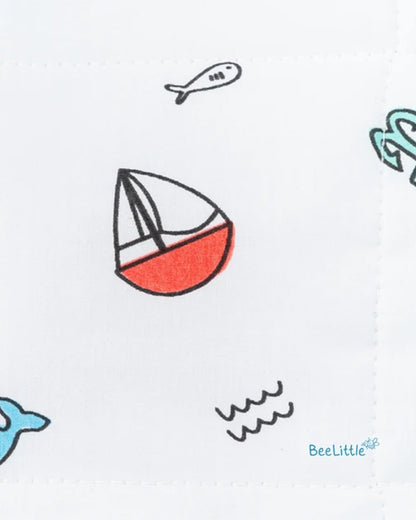 BeeLittle Diaper Changing Mat-With Built-in Pocket-Organic Cotton-Sea Splash