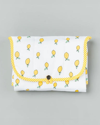 BeeLittle Diaper Changing Mat-With Built-in Pocket-Organic Cotton-Lemon