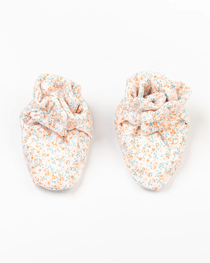 BeeLittle Multicolor Cap, Booties & Mittens-Flowers Everywhere-Cotton-For Infants