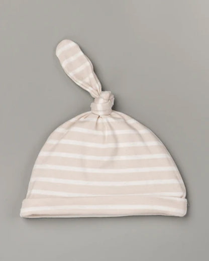 BeeLittle Beige Cap, Booties & Mittens-Brown Stripes-Cotton-For Infants