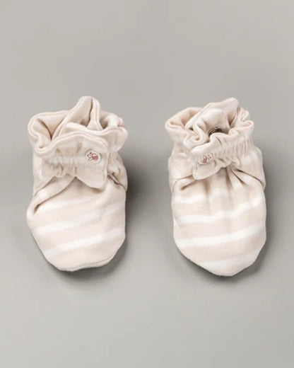 BeeLittle Beige Cap, Booties & Mittens-Brown Stripes-Cotton-For Infants