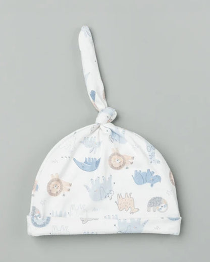 BeeLittle White Cap, Booties & Mittens-Sketched Wild-Cotton-For Infants