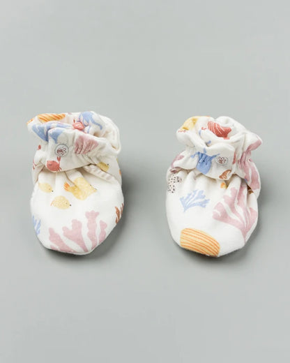 BeeLittle White Cap, Booties & Mittens-Coral Cuties-Cotton-For Infants