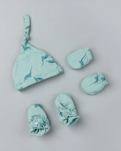 BeeLittle Sea Green Cap, Booties & Mittens-Gentle Giants-Cotton-For Infants
