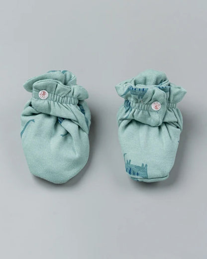 BeeLittle Sea Green Cap, Booties & Mittens-Gentle Giants-Cotton-For Infants