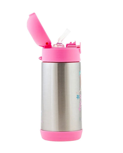 Stephen Joseph Stainless Steel Straw Sipper-With Easy to Open Button-Double Wall Insulated-Mermaid-350 ml