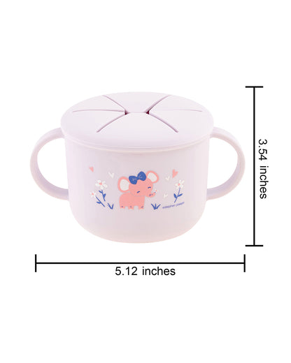 Stephen Joseph Silicone Snack Cup-Elephant-With Flexible Lid-On The Go Snack Time-For Feeding Infants