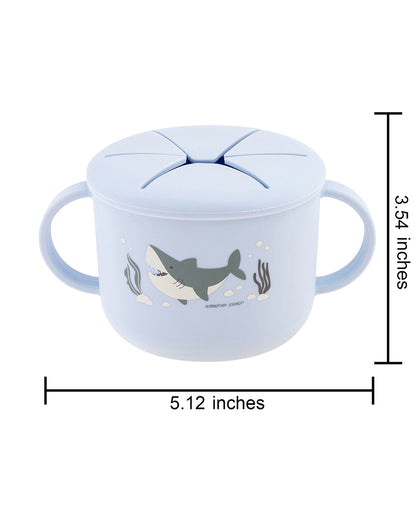 Stephen Joseph Silicone Snack Cup-Shark-With Flexible Lid-On The Go Snack Time-For Feeding Infants