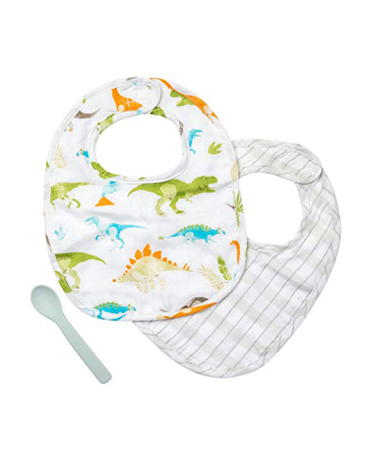 Stephen Joseph 100% Organic Cotton Muslin Bib Set-With Spoon-Pack of 2-For Infants