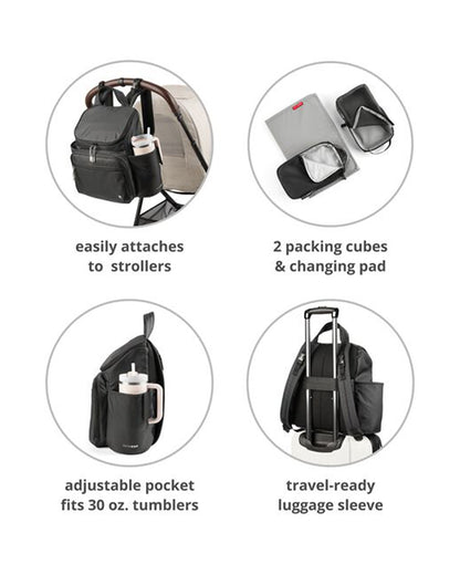 Skip Hop Forma Next Diaper Bag-Backpack-With Changing Pad-9 Pockets-Grey