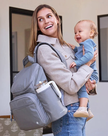 Skip Hop Forma Next Diaper Bag-Backpack-With Changing Pad-9 Pockets-Grey