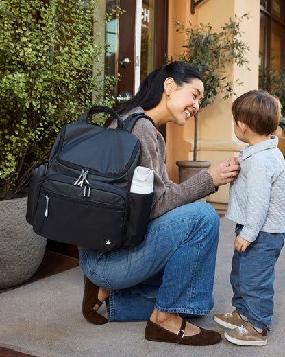 Skip Hop Forma Next Diaper Bag-Backpack-With Changing Pad-9 Pockets-Black